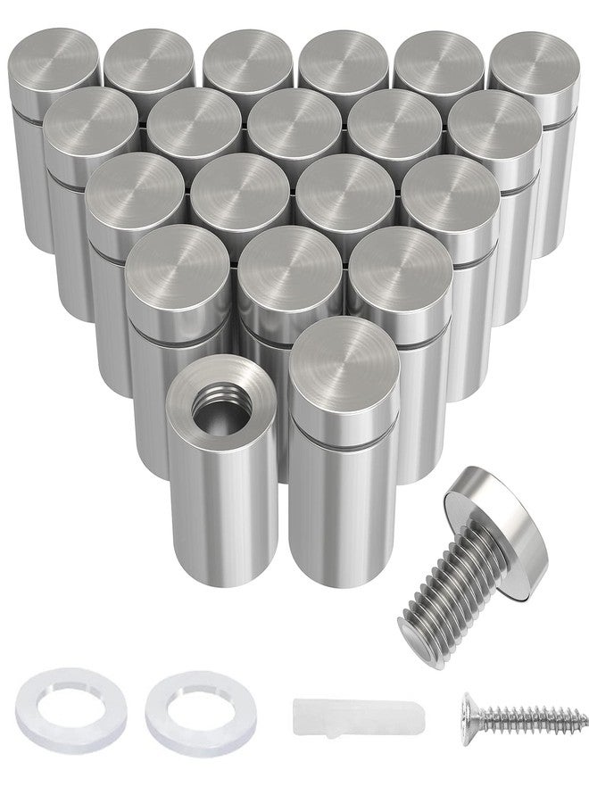LuckIn 20-Pack Standoff Screws (1/2 in. Dia x 1/2 in. L), Stainless Steel Standoff Mounting Hardware for Acrylic Signs, Silver - Image 1